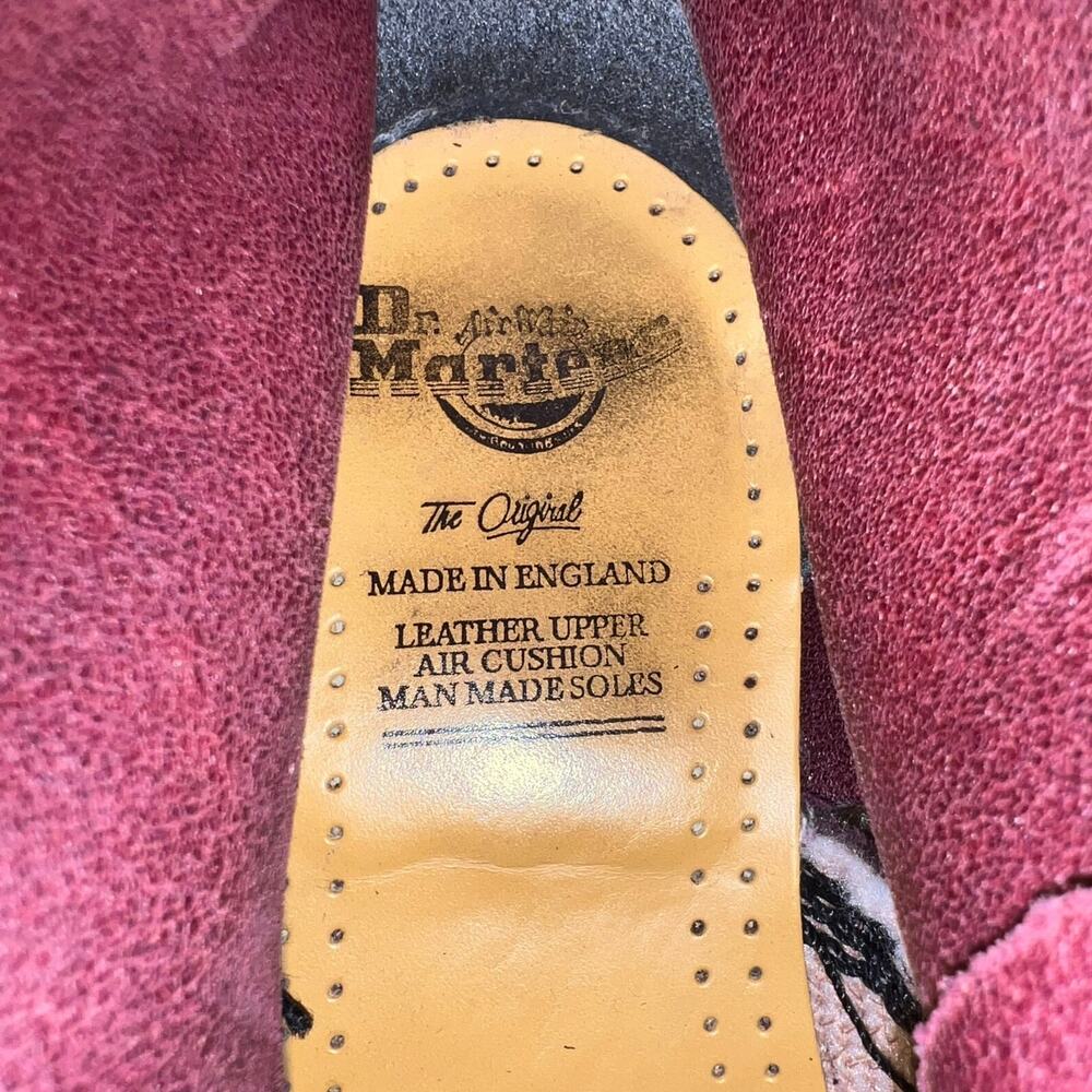 Vintage Dr. Martens Made In England Dark Red Suede Lace Up 6 Eye Boots Size 6 US - Picture 9 of 13